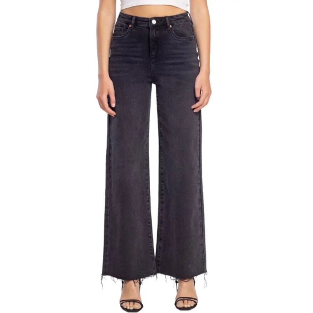 Blank NYC Women's Black Sparrow The Franklin Ribcage Wide Leg Jeans Size 29